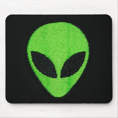 Alien, Green face Mouse Mats by minx267