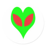 Alien Heart Round Stickers