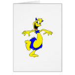 Alien in furry skirt greeting cards