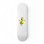 Alien in furry skirt skateboards