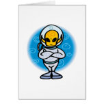 Alien in space suit greeting cards