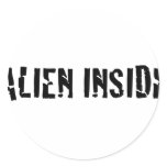 alien inside fun round sticker