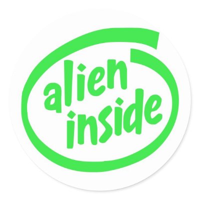 Alien inside sticker by LIMEYBOY