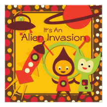 Alien Invasion Customised Birthday Invitations
