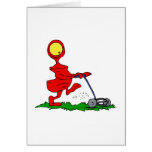 Alien Mowing Lawn Card