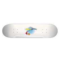 Alien Mum with boy in wagon Skateboards