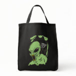 Alien On The Attack Tote Bags