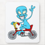 alien on tiny bicycle mousepad