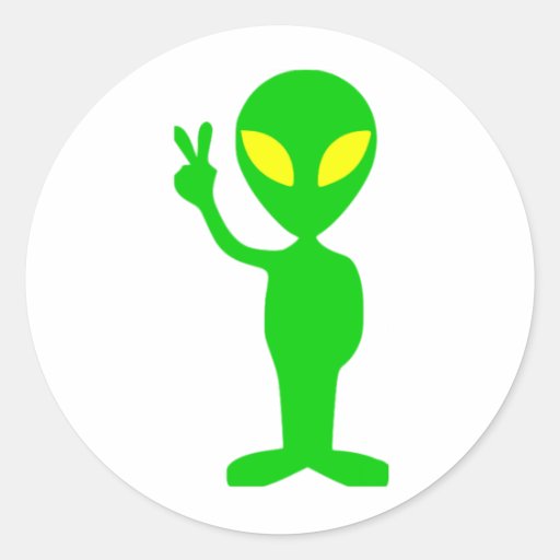 Alien Peace Sign Sticker