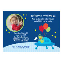 Alien Photo Birthday Party Invitation
