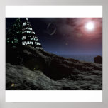 Alien Planet Landscape with Halo posters