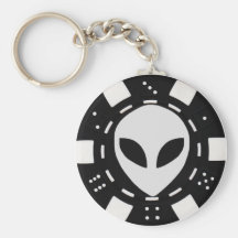 alien poker chip black key chain