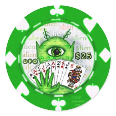 Alien Poker Chip Sticker by jamiecreates1