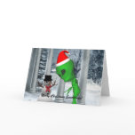 Alien Santa Meets Snowman Greeting Card