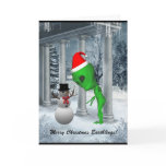 Alien Santa Meets Snowman Greeting Card