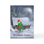 Alien Santa Meets Snowman Greeting Card