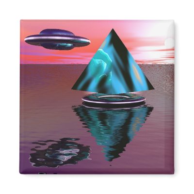 Alien ship and pyramid magnet by Psychedelics