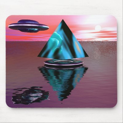 Alien ship and pyramid mouse pad by Psychedelics