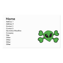 Alien Skull Green Crossbones Business Cards