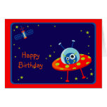 Alien Spaceship Birthday Card