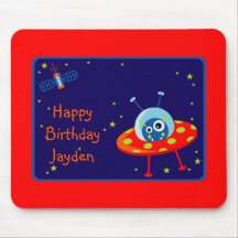 Alien Spaceship Birthday Mousepad