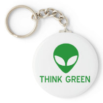 Alien Think Green Keychain