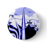 Alien Tropics - Fractal Art Design. Blue and White Pinback Buttons