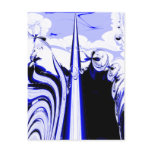Alien Tropics - Fractal Art Design. Blue and White Post Cards