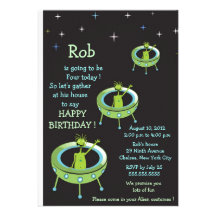 Alien Visitors - kids birthday invitation