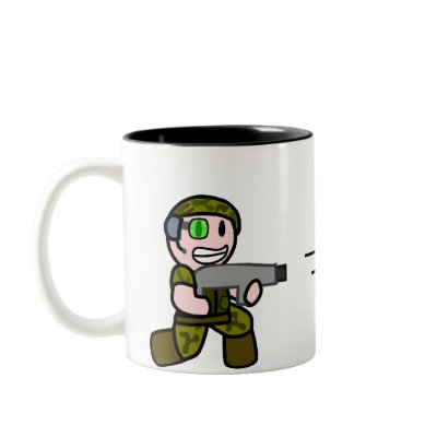 Alien vs Soldier Chase Mug by kozality