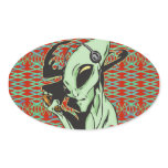 Alien Wired For Music Oval Stickers