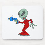 Alien with ray gun mouse pads