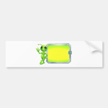 Alien with sign or screen bumper sticker