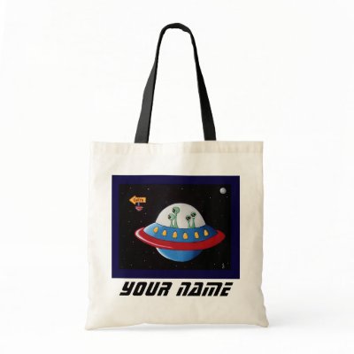 Aliens Earth or Bust!   Personalise Bag by LittlePrintsDecor
