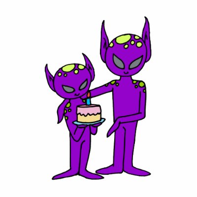 aliens say happy birthday photo sculpture by alien_nation