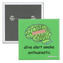 "Alive alert awake enthusiastic" button