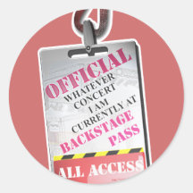 All Access Backstage Pass Round Sticker