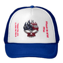 All American flaming skull Mesh Hat