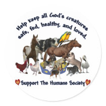 All Gods Creatures Humane Society Round Stickers