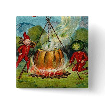 All Halloween Greetings Flying Witch Pinback Button