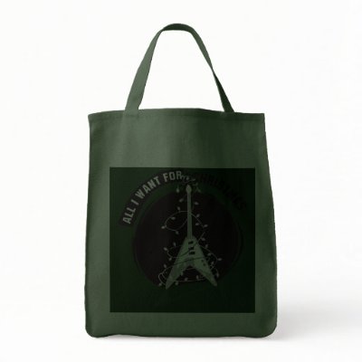 All I Want For Christmas Electric Guitar Tote Bag by rockatfirstsite