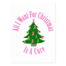All I Want For Christmas Is A Cure (Pink Ribbon) Post Cards