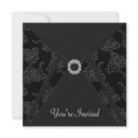 All Occasion Black Damask Black Party Personalized Announcements