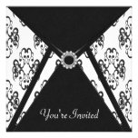 All Occasion Black Damask Party Personalised Invitations