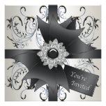 All Occasion Ivory Blue Black Party Invitation