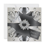 All Occasion Ivory Blue Black Swirls Party invitations