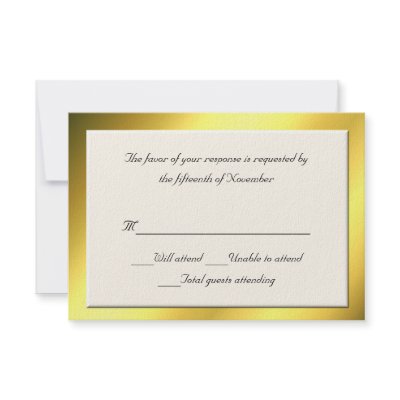 All Purpose Cream and Gold Response Card Personalised Invites by DizzyDebbie