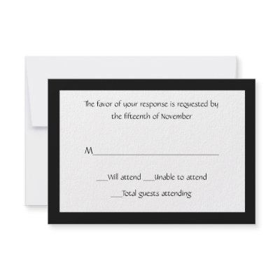 All Purpose Elegant Black and White Response Card Personalised Invite by DizzyDebbie