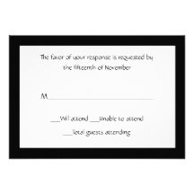 All Purpose Elegant Black and White Response Card Personalised Invite