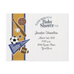 All Sports Baby Postcard Invitation Gold & Blue